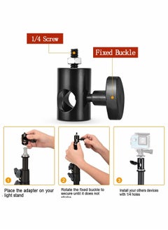 Y&D 2PC Tripod Head Adapter Convert Light Stand Aluminum Ball with 1/4" Screw for LED Ring Monopod Bracket Load 8KG  - Image 3