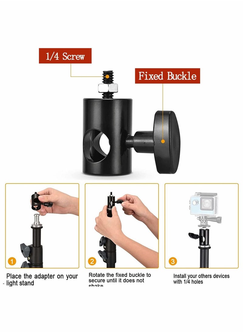 Y&D - 2PC Tripod Head Adapter Convert Light Stand Aluminum Ball with 1/4" Screw for LED Ring Monopod Bracket Load 8KG - Image 1