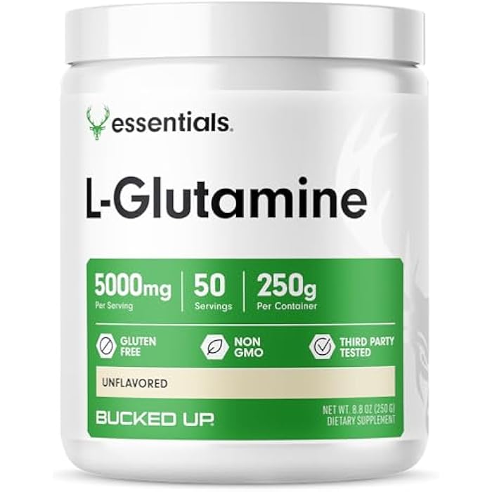 Bucked Up L-Glutamine (5000mg), Essentials (50 Servings, 250 Grams) - Image 1