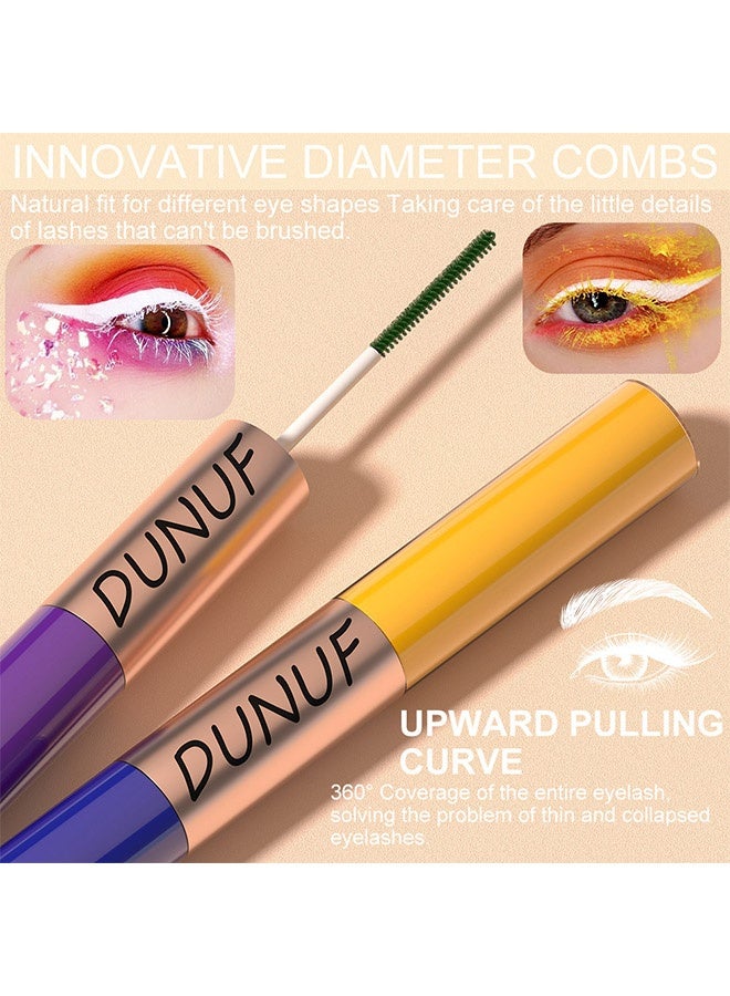 DUNUF Volumizing & Lengthening Mascara,Colored Green Mascara for eyelashes Dual ended Long-Lasting Volumizing Lengthening Purple Mascara, green contacts for eyes Waterproof Eye Makeup for Party Daily Looks 02#-Green & Purple - Image 4