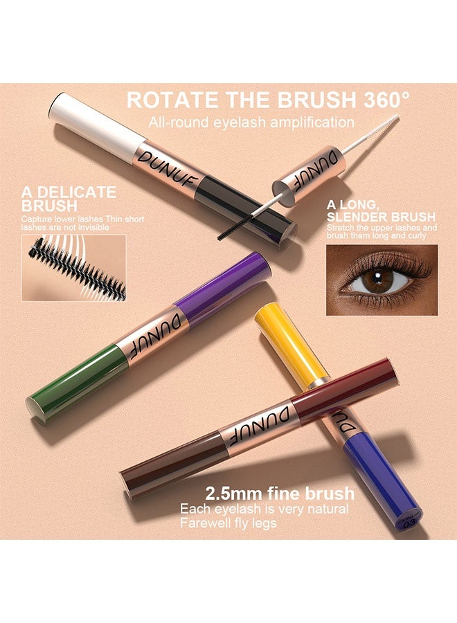 DUNUF Volumizing & Lengthening Mascara,Colored Green Mascara for eyelashes Dual ended Long-Lasting Volumizing Lengthening Purple Mascara, green contacts for eyes Waterproof Eye Makeup for Party Daily Looks 02#-Green & Purple - Image 5