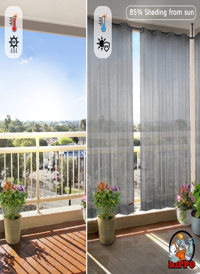 HIPPO 150 GSM Outdoor Sun Blocking Balcony Eyelet/Grommet Curtains Sun & UV Protection, Light Filtering 4.5FTX8FT Door Curtain (Grey) - Image 2