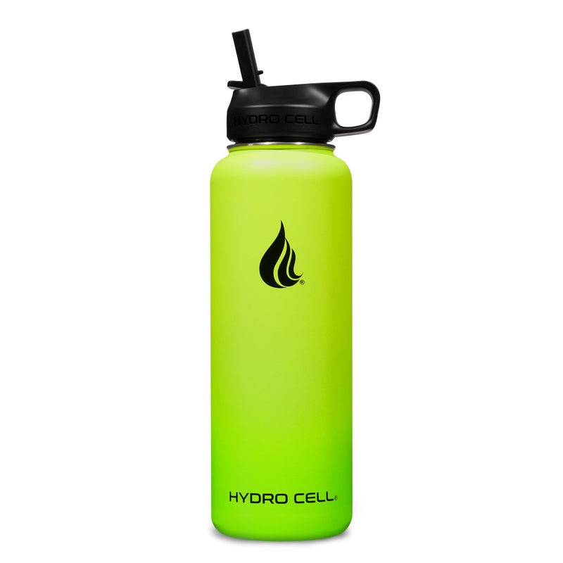 HYDRO CELL Stainless Steel Insulated Water Bottle with Straw - For Cold & Hot Drinks - Metal Vacuum Flask with Screw Cap and Modern Leakproof Sport Thermos for Adults (Neon 40oz) - Image 2