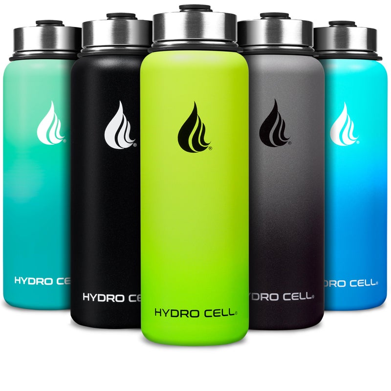 HYDRO CELL Stainless Steel Insulated Water Bottle with Straw - For Cold & Hot Drinks - Metal Vacuum Flask with Screw Cap and Modern Leakproof Sport Thermos for Adults (Neon 40oz) - Image 1