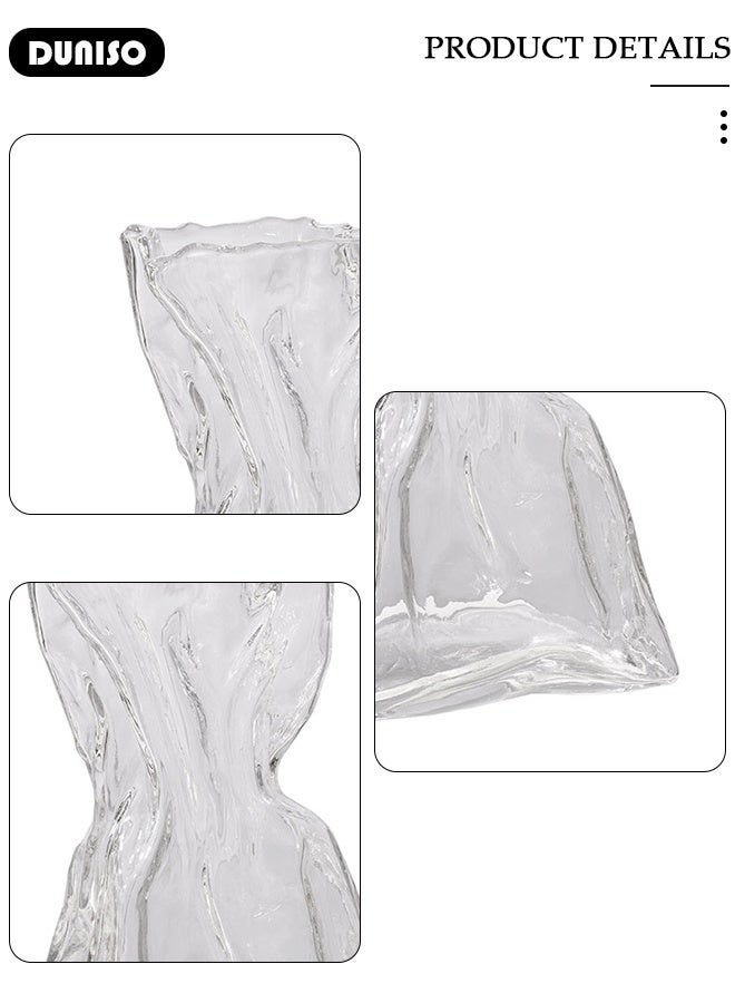 DUNISO Clear Glass Vase,Hydroponic Plant Desktop Ornament,Creative Craft Aesthetic Decorative Small Flower Vase , Metal Geometric Vase for Flowers Rose Home and Office - Image 5