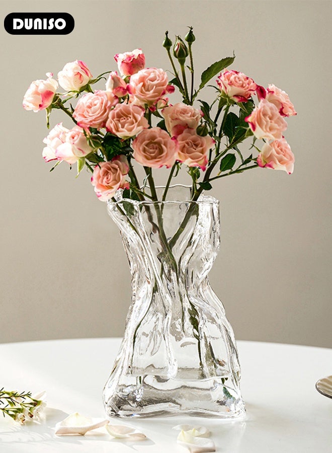 DUNISO Clear Glass Vase,Hydroponic Plant Desktop Ornament,Creative Craft Aesthetic Decorative Small Flower Vase , Metal Geometric Vase for Flowers Rose Home and Office - Image 2