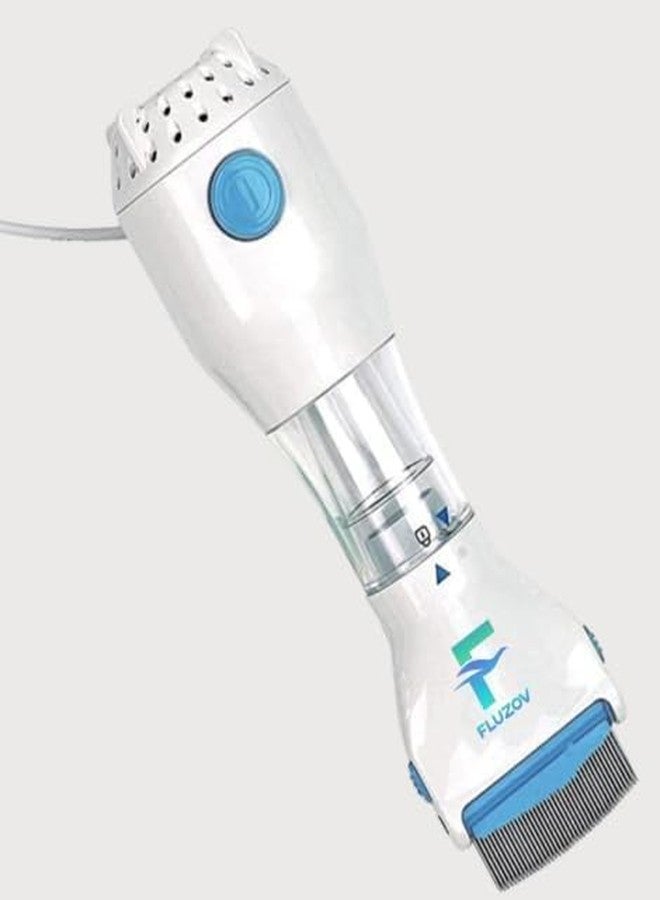 FLUZOV Electric Head Lice Removal Comb - Chemical-Free Nit & Egg Remover Machine - Vacuum Suction Lice Extractor for Kids & Adults - Includes 2 Disposable Capture Filters, White/Blue - Image 5