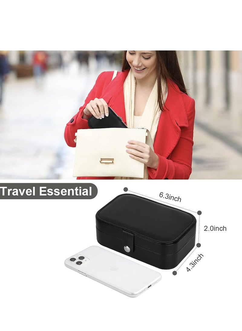 SYOSI Jewelry Box, Travel Jewelry Organizer Cases with Doubel Layer for Women’s Necklace Earrings Rings and Travel Accessories, Black - Image 5