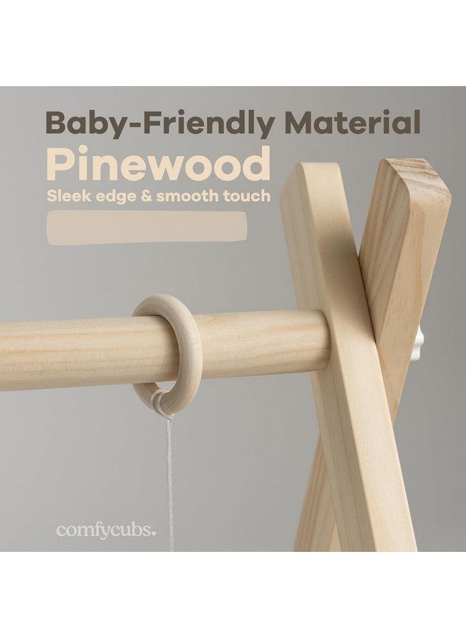 Comfy Cubs - Baby Play Gym Set, Wooden Baby Playgym, Interactive Activity Center Hanging Bar With Gym Toys, Foldable For Infants, Newborn Gift For Baby Girl And Boy - Image 1