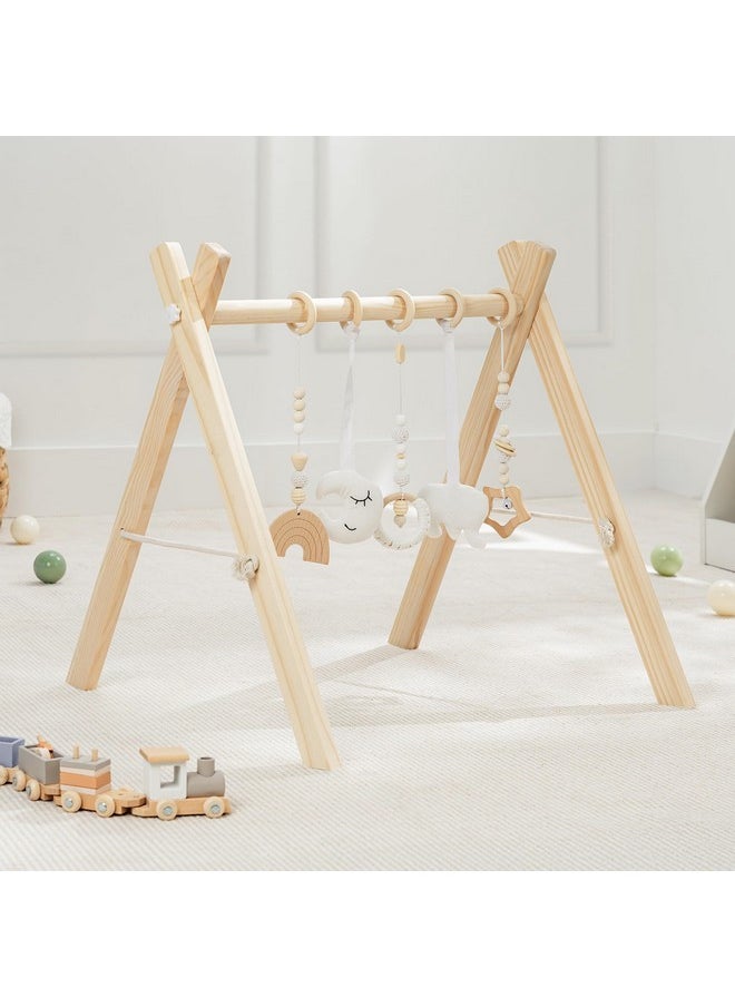 Comfy Cubs - Baby Play Gym Set, Wooden Baby Playgym, Interactive Activity Center Hanging Bar With Gym Toys, Foldable For Infants, Newborn Gift For Baby Girl And Boy - Image 1