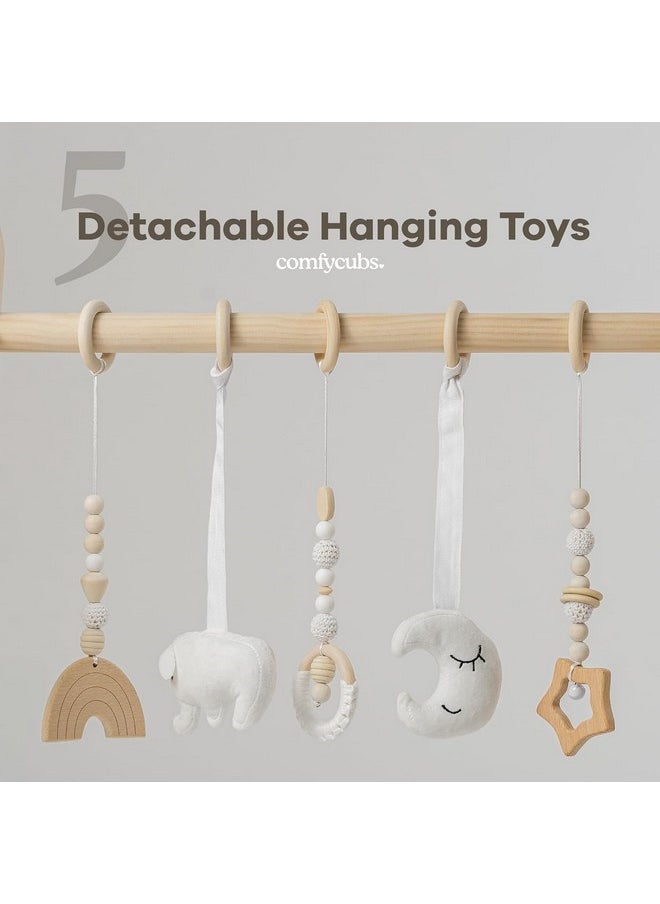 Comfy Cubs - Baby Play Gym Set, Wooden Baby Playgym, Interactive Activity Center Hanging Bar With Gym Toys, Foldable For Infants, Newborn Gift For Baby Girl And Boy - Image 1
