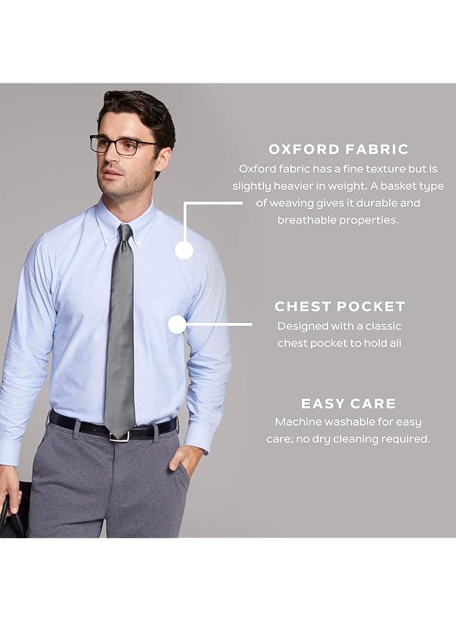 فان هيوزن قمصان رسمية رجالية بأكمام قصيرة، أكسفورد، أزرق سادة، رقبة 18.5 بوصة، مقاس XXL - Image 5