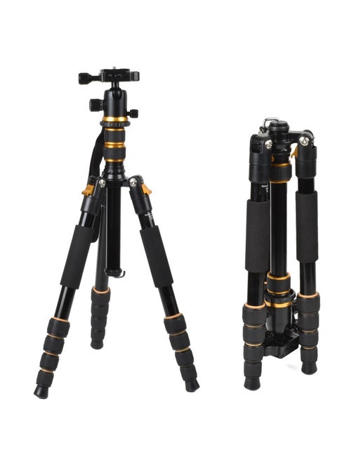 Camera Stand with Bluetooth Remote, Camera Tripod with Detachable Head，Universal Phone Mount, Reinforced Aluminum Tall Tripod for Vlog Live Streaming, Black