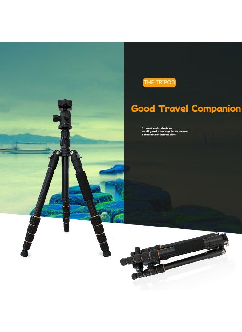 Camera Stand with Bluetooth Remote, Camera Tripod with Detachable Head，Universal Phone Mount, Reinforced Aluminum Tall Tripod for Vlog Live Streaming, Black