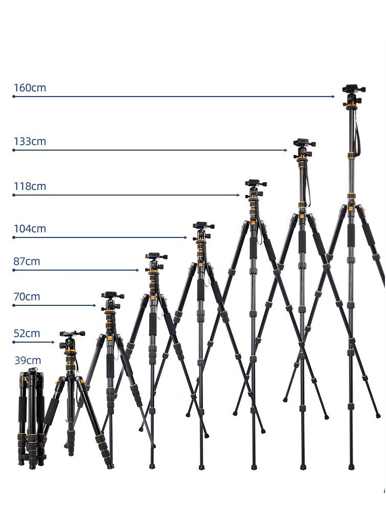 Camera Stand with Bluetooth Remote, Camera Tripod with Detachable Head，Universal Phone Mount, Reinforced Aluminum Tall Tripod for Vlog Live Streaming, Black