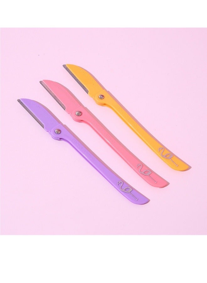 Feather 3-Pack Facial Trimming Razors Color Pink/Yellow/Purple - Image 3