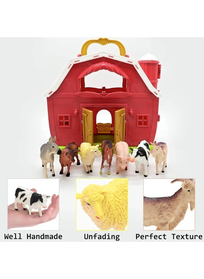 Kimicare Red Barn and Farm Animal Figures Playset, 20Pack Preschool STEM Toys for Kids - Image 3