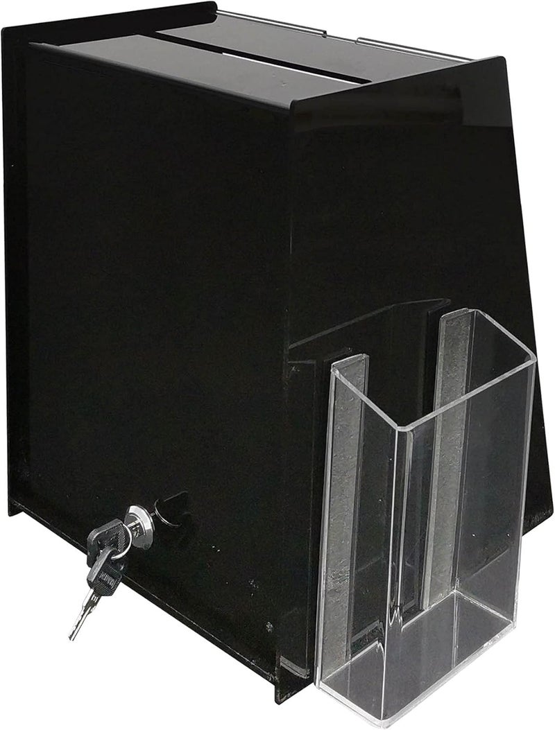 FixtureDisplays 875 x 90 x 110 Acrylic Ballot Box with 85 x 11 Sign Holder Side PocketBlack 19229 - Image 3