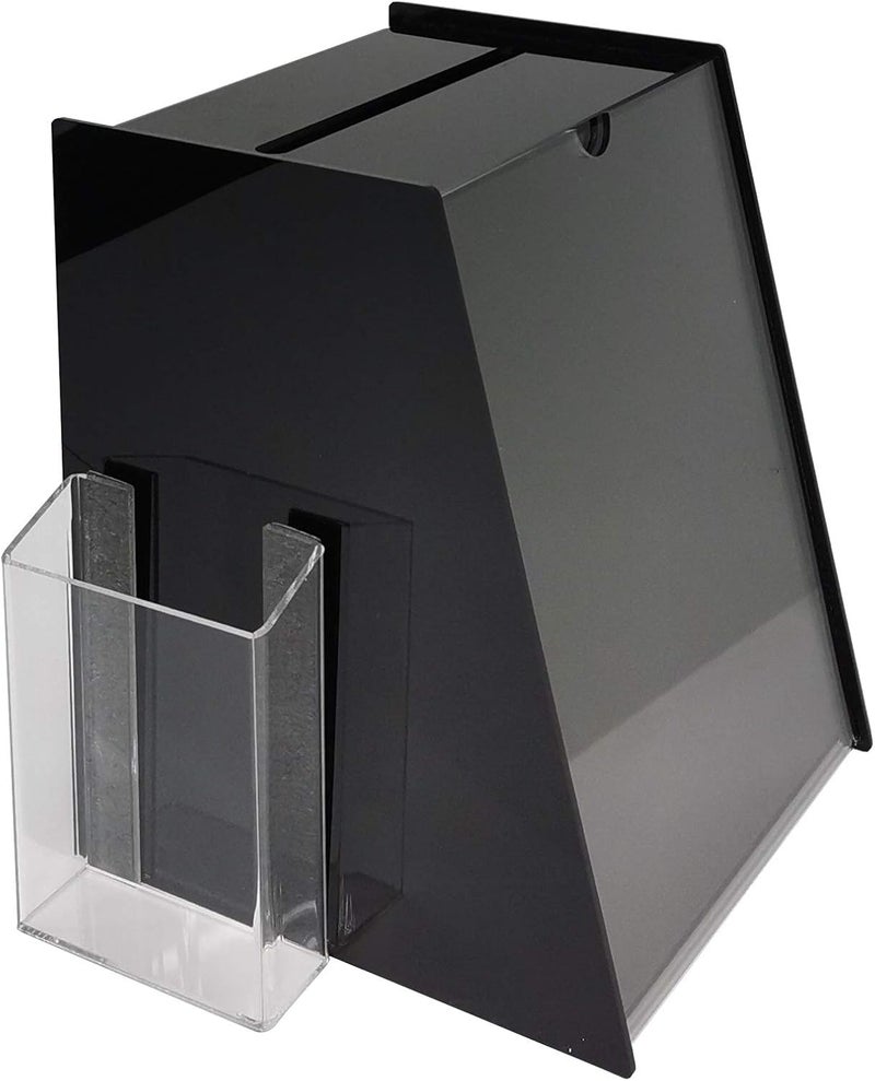 FixtureDisplays 875 x 90 x 110 Acrylic Ballot Box with 85 x 11 Sign Holder Side PocketBlack 19229 - Image 1