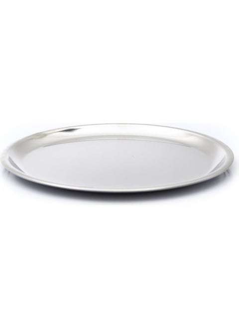 Metallic Steel Serving Plate, Stainless Flat Plate No.6 Geometric Stainless Steel Serving Plate Round