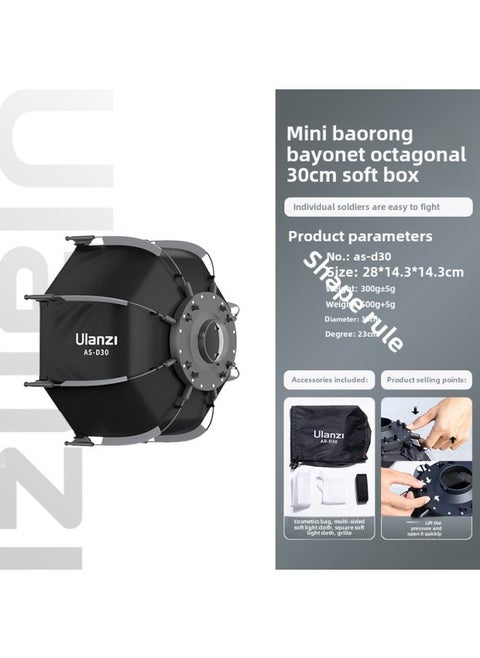 Ulanzi Excellent Basket 100W Lamp Master Palm COB Lamp Live Fill Light Built-in Battery Portable Camera-Light Source Color: Mini Baorong Bayonet Octagonal Folding