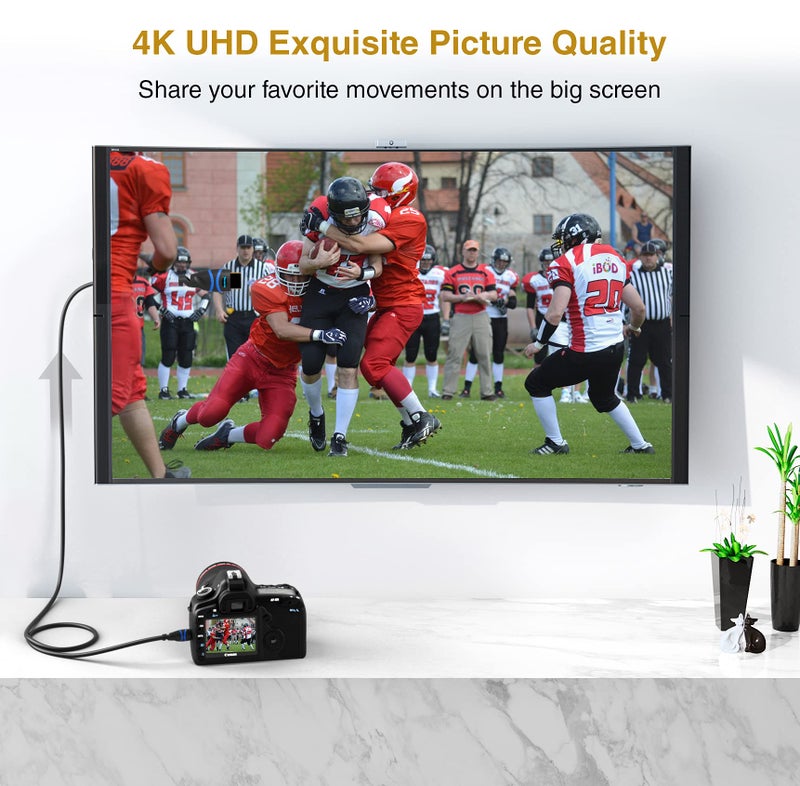 BlueRigger كابل BlueRigger Mini HDMI إلى HDMI (10 قدم، 4K 60Hz HDR، كابل HDMI 2.0 عالي السرعة ثنائي الاتجاه، إيثرنت، عودة الصوت) متوافق مع كاميرا DSLR، كاميرا فيديو، بطاقة رسومات/فيديو، Raspberry Pi Zero W - Image 4