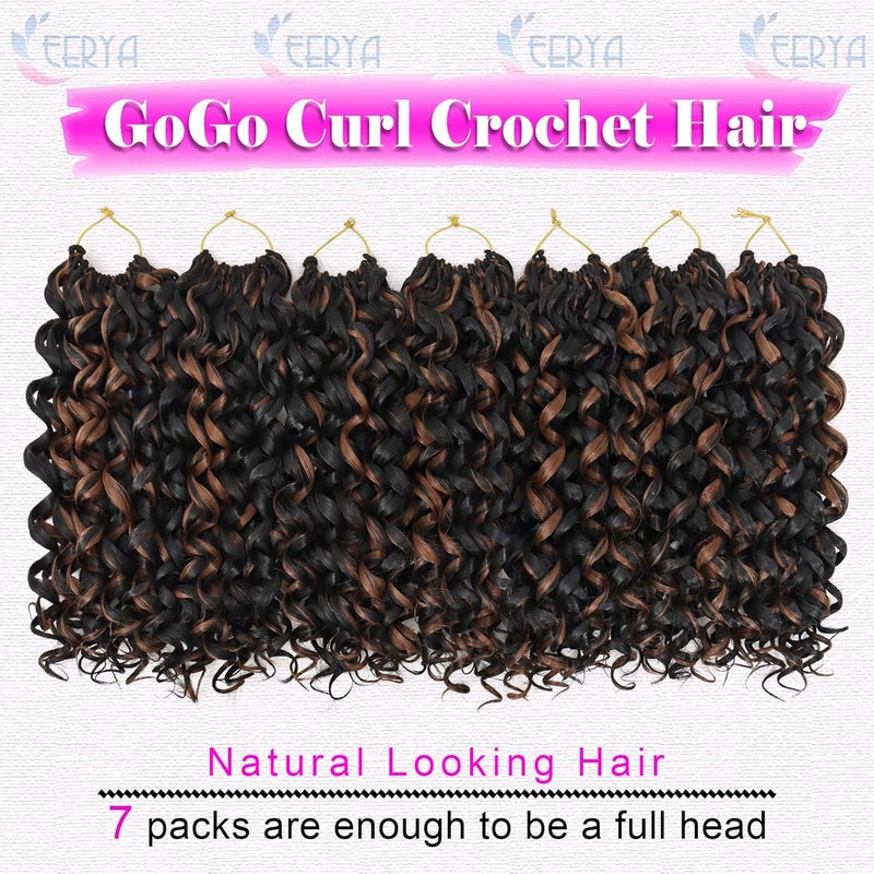 Eerya 7 Packs GoGo Curl Crochet Hair 10 Inch Short Curly Crochet Hair for Women Water Wave Beach Curl Deep Twist Crochet Braids Synthetic Braiding Hair Extensions (10 Inch, P30) - Image 2