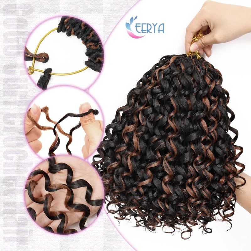 Eerya 7 Packs GoGo Curl Crochet Hair 10 Inch Short Curly Crochet Hair for Women Water Wave Beach Curl Deep Twist Crochet Braids Synthetic Braiding Hair Extensions (10 Inch, P30) - Image 5