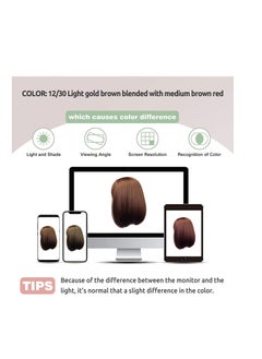 Excefore Short Bob Wigs With Bangs Brown Straight Hair Daily Costume Wig For Women Soft Heat Resistant Fiber Synthetic Hair Replacement Wig Fashion Wig Hair For Girls Women Daily Use 12 Inch  - Image 4