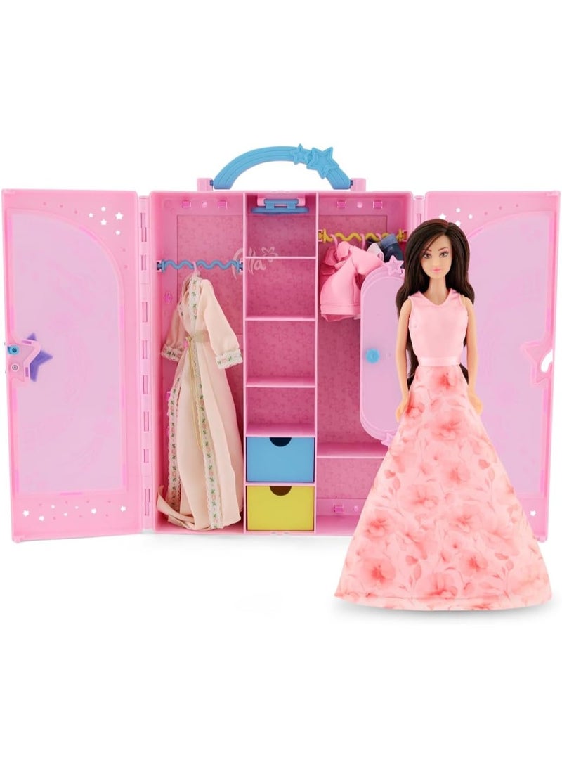 Fulla Doll with Dress-Up Closet, Mix-and-Match Outfits, Storage Compartments Pretend Play Fashion Wardrobe for Girls- Inspires Creativity and Storytelling for Kids Age 3+ - Image 2