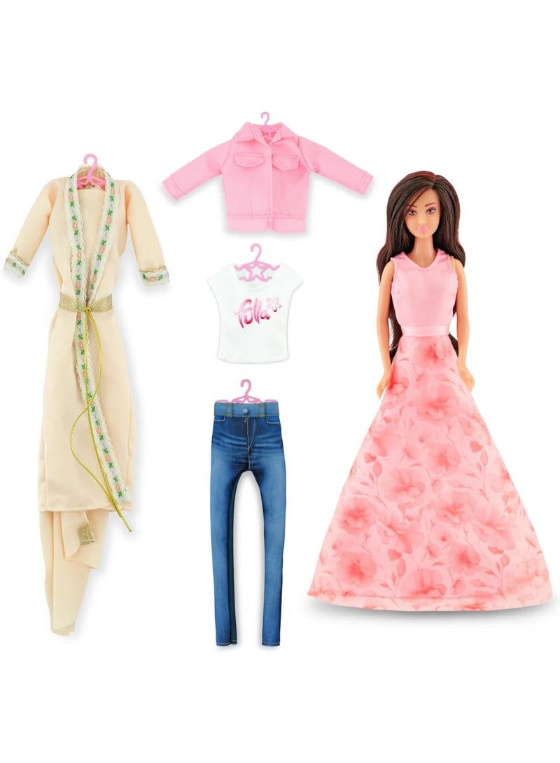 Fulla Doll with Dress-Up Closet, Mix-and-Match Outfits, Storage Compartments Pretend Play Fashion Wardrobe for Girls- Inspires Creativity and Storytelling for Kids Age 3+ - Image 3