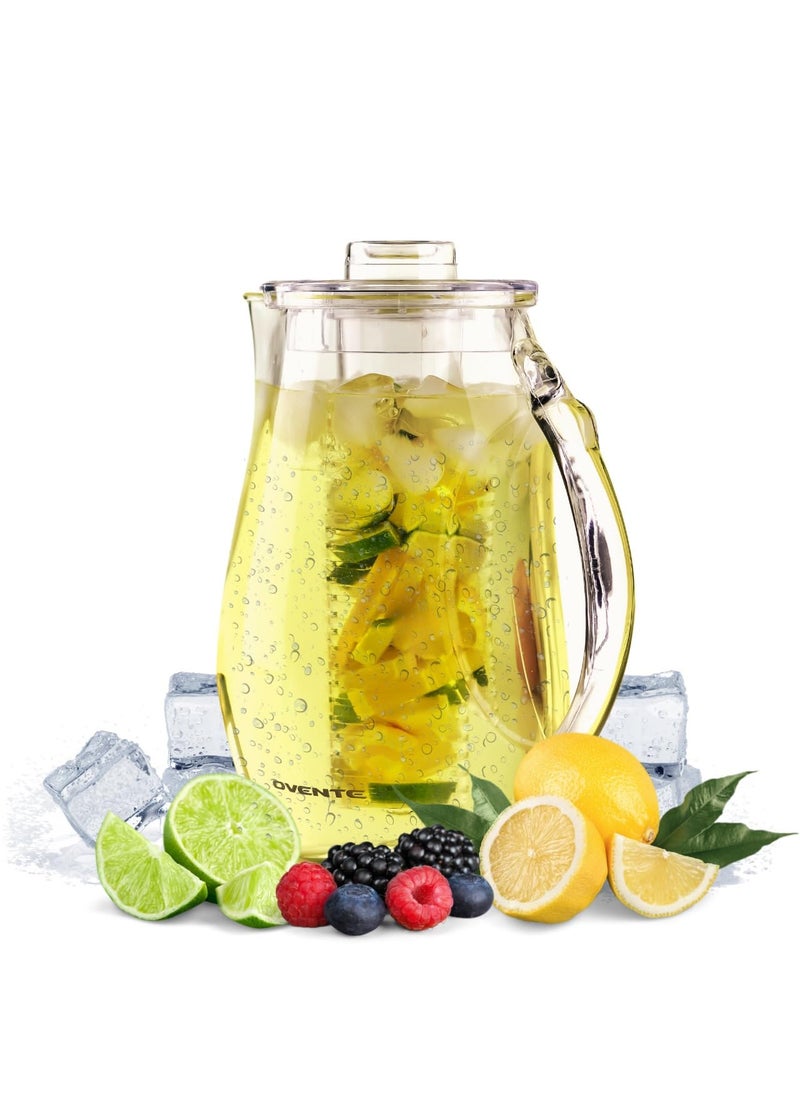 Ovente OVENTE Fruit Infusion Water Pitcher 25L85Oz with Removable Lid and Infuser Rod BPAFree Shatterproof Acrylic Beverage Jug for FlavorInfused Drinks Lemonade Juice and Iced Tea Clear PIA0852C 