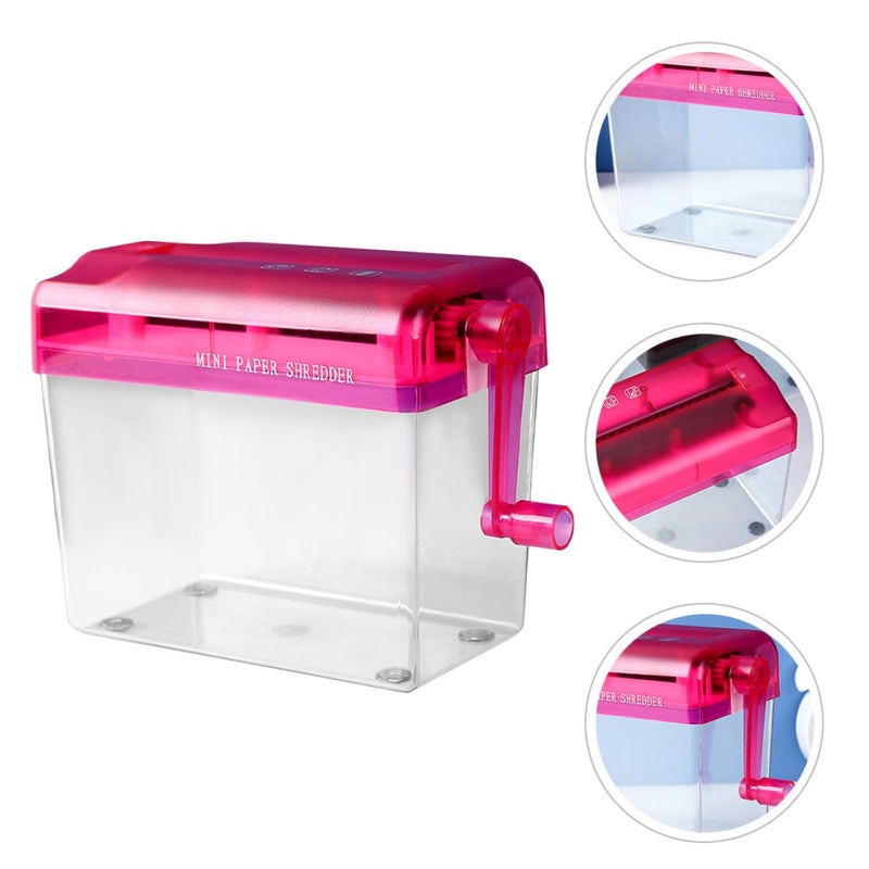 Red Manual Desktop Paper Shredder Portable Handheld for Home Office Use - Image 5