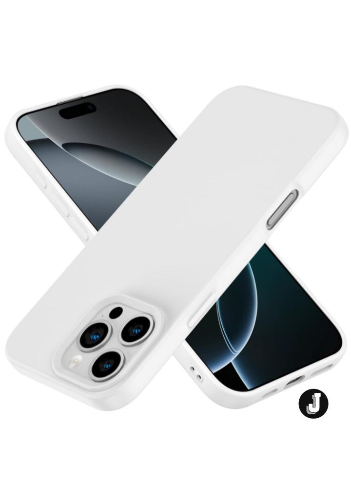 JAJEEK Premium Soft Liquid Silicone Case for iPhone 16 Pro – Silky Soft Touch Full-Body Protective Bumper (White) - Image 1