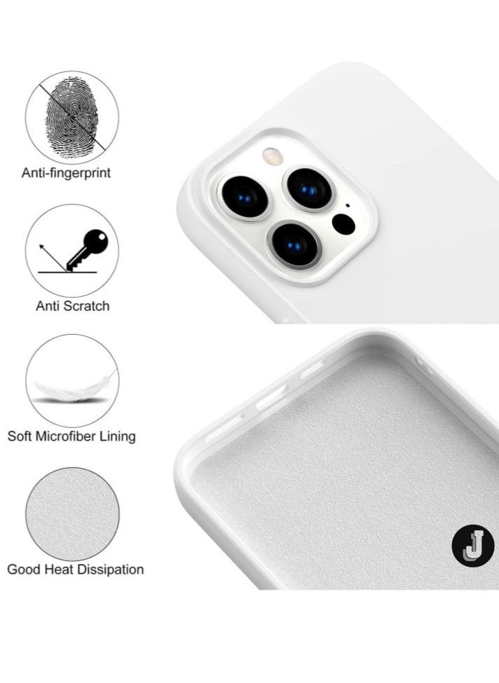 JAJEEK Premium Soft Liquid Silicone Case for iPhone 16 Pro – Silky Soft Touch Full-Body Protective Bumper (White) - Image 4
