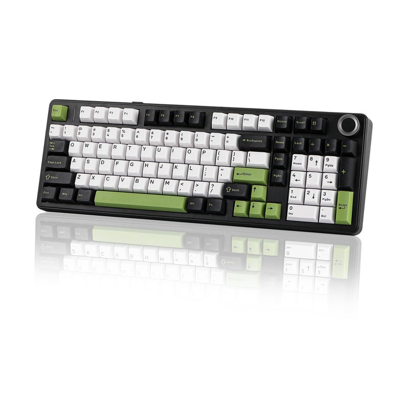 EPOMAKER X AULA F99 PRO Wireless Gaming Keyboard, Hot Swappable Custom Keyboard, 2.4GHz/Type-C/BT5.0 Mechanical Keyboard with 8000mAh Battery, RGB Backlit Gaming Keyboard (Black&White&Green) - Image 1