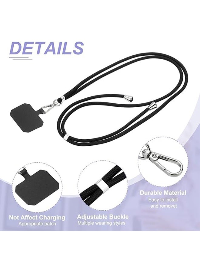 2 pcs Phone Lanyard, Universal Crossbody Cell Phone Lanyards, Multifunctional Nylon Patch Adjustable Shoulder Neck Strap Compatible with Most Smartphones(Black) - Image 2