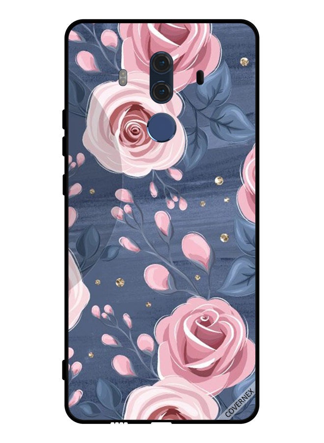 Covernex Protective Case Cover For Huawei Mate 10 Pro Roses & Dark Grey Leaves Pattern - Image 1