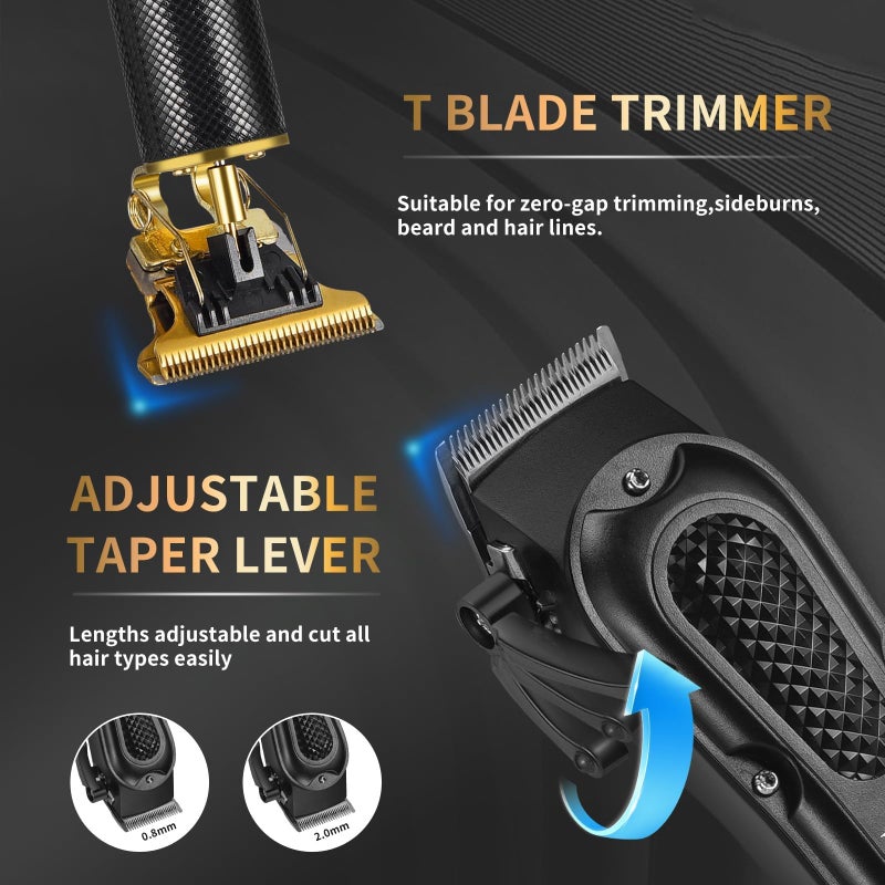 LQTÂ® Men's Professional Hair Clippers Kitï¼ŒCordless & Corded Barber Clippers Setï¼ŒGrooming Rechargeable Beard Trimmer with Adjustable Blade Black - Image 2