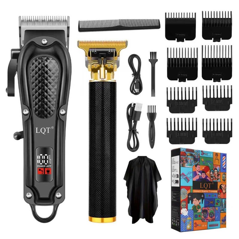 LQTÂ® Men's Professional Hair Clippers Kitï¼ŒCordless & Corded Barber Clippers Setï¼ŒGrooming Rechargeable Beard Trimmer with Adjustable Blade Black - Image 1