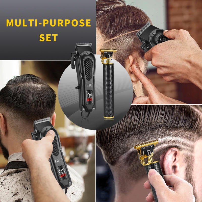 LQTÂ® Men's Professional Hair Clippers Kitï¼ŒCordless & Corded Barber Clippers Setï¼ŒGrooming Rechargeable Beard Trimmer with Adjustable Blade Black - Image 4