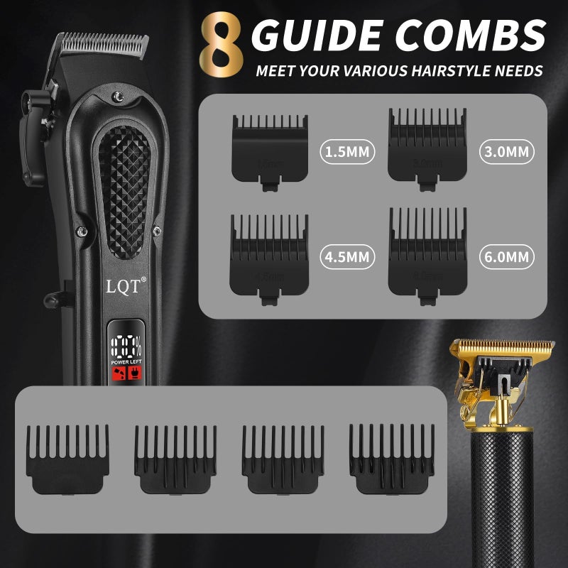 LQTÂ® Men's Professional Hair Clippers Kitï¼ŒCordless & Corded Barber Clippers Setï¼ŒGrooming Rechargeable Beard Trimmer with Adjustable Blade Black - Image 5