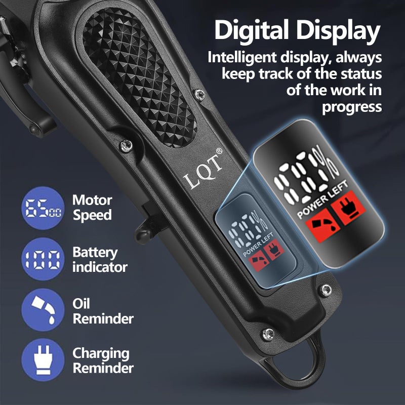 LQTÂ® Men's Professional Hair Clippers Kitï¼ŒCordless & Corded Barber Clippers Setï¼ŒGrooming Rechargeable Beard Trimmer with Adjustable Blade Black - Image 3
