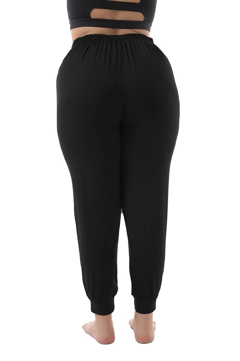 ZERDOCEAN Women's Plus Size Casual Stretchy Relaxed Long Lounge Pants with 2 Pockets (US 4X Plus, Black) - Image 5