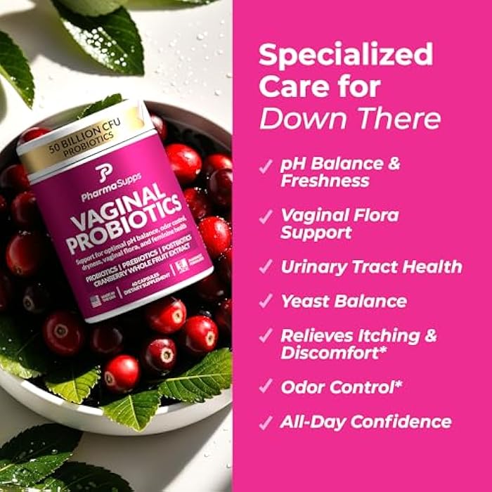 PharmaSupps Women’s Probiotic for Vaginal Health | 50 Billion CFU with Probiotics, Prebiotic, Postbiotics & Cranberry for pH Balance, UTI Support, Yeast, Gut Health, Odor, Dryness & Feminine Comfort - Image 2