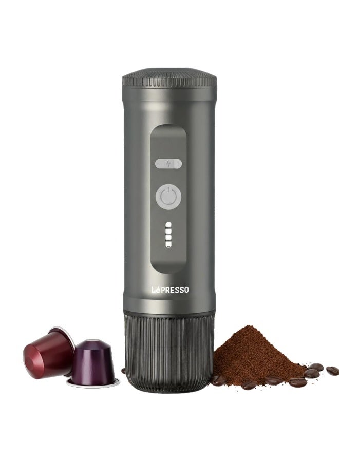 LePRESSO Mini Portable Espresso Maker, Self-Heating, Coffee Machine Compatible with NS Capsule & Ground Coffee, 20 Bar, 95W Power Quick Brewing, Cordless Travel Coffee Maker for Home, Car & Office - Image 1