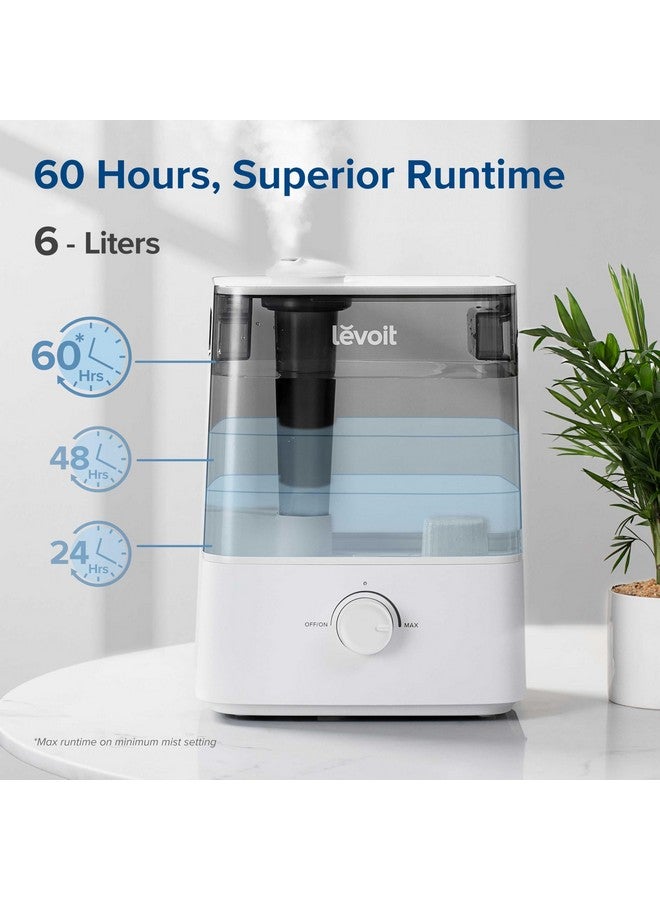 LEVOIT LEVOIT Classic300 Ultrasonic Top Fill Humidifier, Extra Large 6L Tank Last 60-Hour - Super Quiet, Easy to Use and Clean, 360° Rotation Nozzle, Simple Knob Control, Handle, Auto Shut Off, Gray  - Image 2