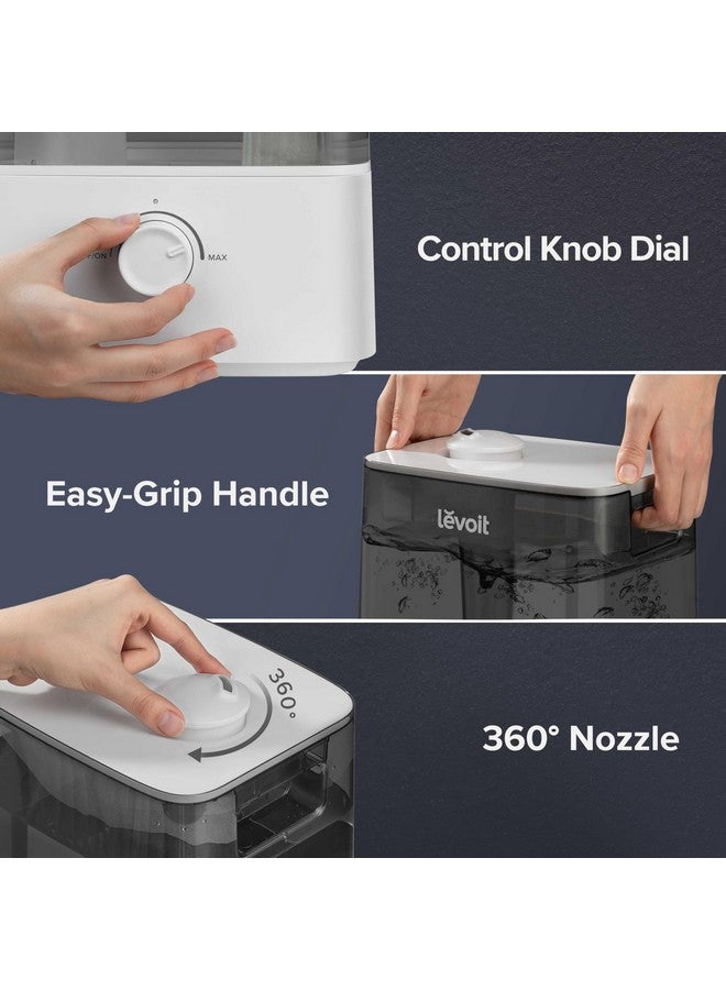LEVOIT LEVOIT Classic300 Ultrasonic Top Fill Humidifier, Extra Large 6L Tank Last 60-Hour - Super Quiet, Easy to Use and Clean, 360° Rotation Nozzle, Simple Knob Control, Handle, Auto Shut Off, Gray  - Image 4