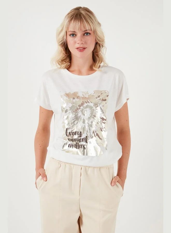 Lela  Lela Printed Crew Neck Regular Fit T-Shirt Women's T-Shirt 6671001 for Women | Best Price UAE