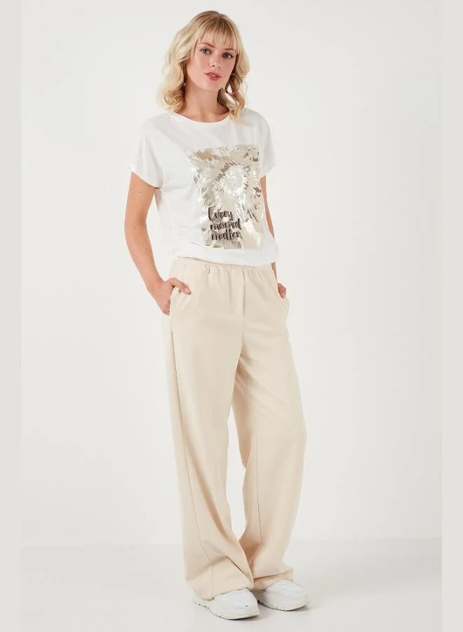 Lela  Lela Printed Crew Neck Regular Fit T-Shirt Women's T-Shirt 6671001 for Women | Best Price UAE